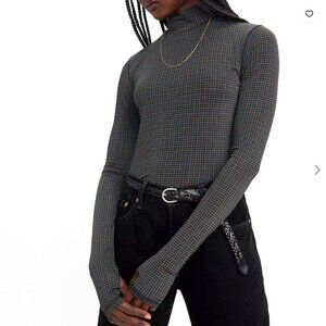 NWT Levi’s | Brown & Blue Mock Neck Mammoth Second Skin Top | Size Large